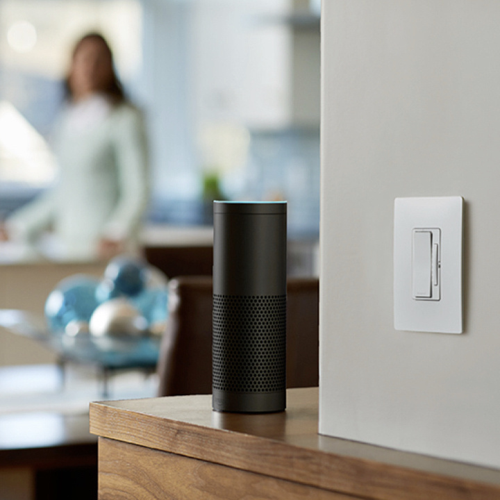 radiant Collection smart light switch next to amazon alexa