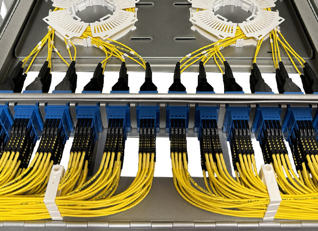 infinium access fiber enclosure with yellow cables