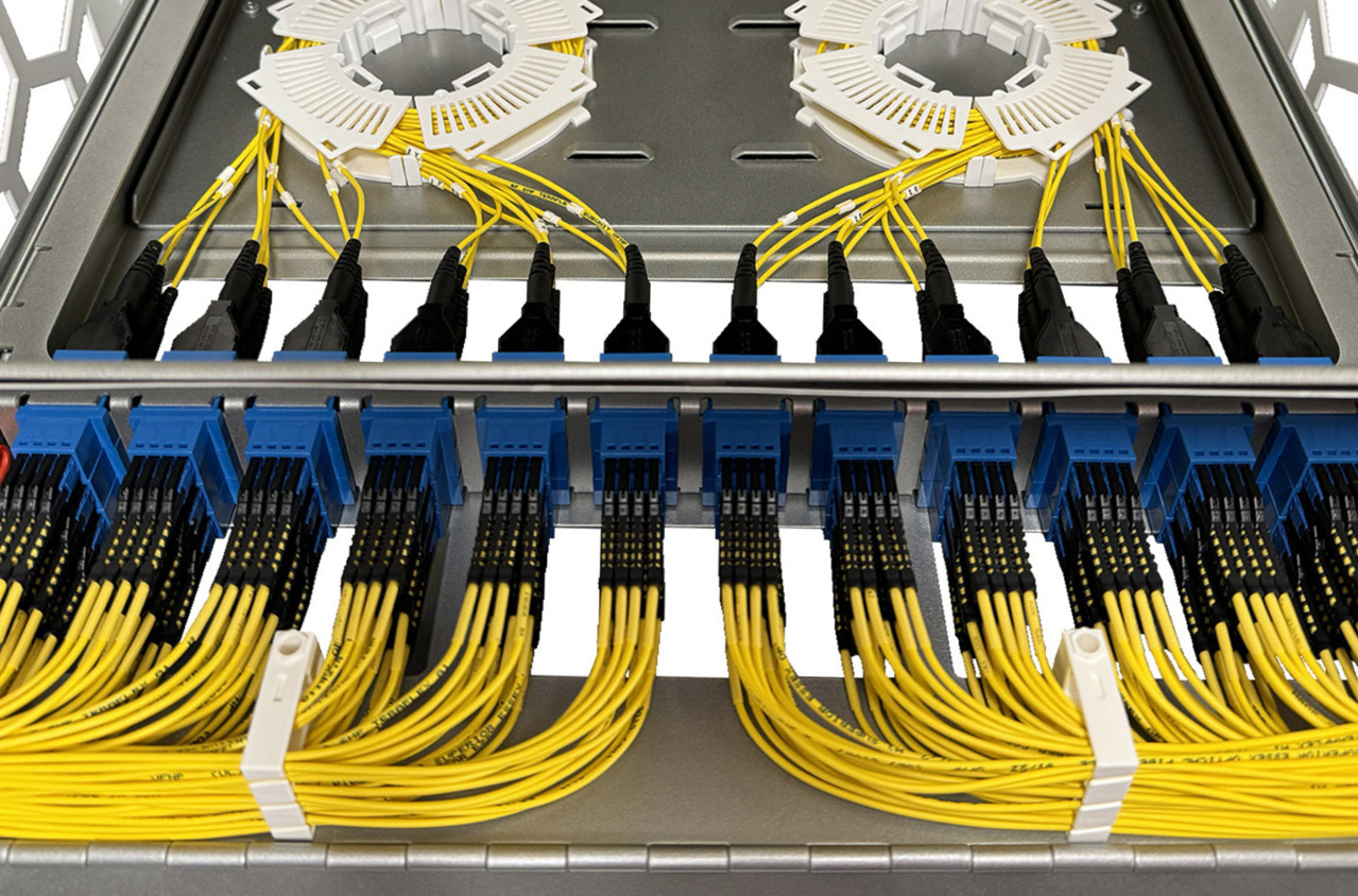 infinium access fiber enclosure with yellow cables