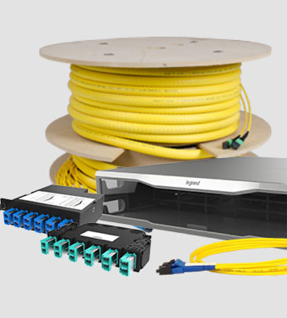 Infinium core with fiber adapters and yellow fiber cables