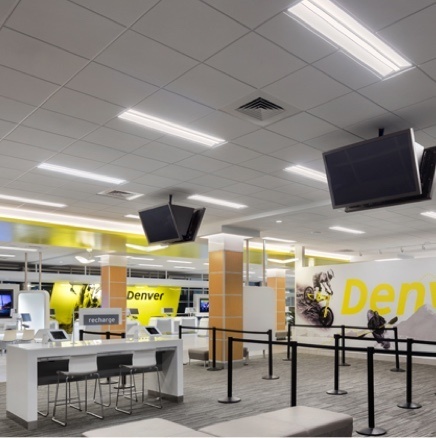 Ceiling surface lighting in airport