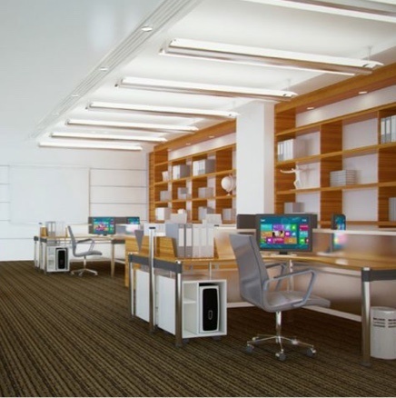 Pinnacle Ceiling Lighting in empty library