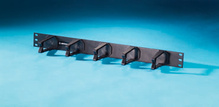 Cable Management Panel - five horizontal polycarbonate plastic distribution rings 1.75 H x 3 in D - 1 rack unit - black
