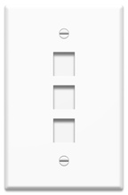 1-Gang, 3-Port Oversized Wall Plate, White