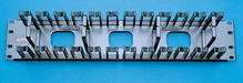 Cable Management Panel - four horizontal - four vertical distribution rings, 2 rack units, black D - three 1.5 in x 2 in cutouts - 2 rack units - 3.5 in - black