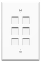 1-Gang, 6-Port Oversized Wall Plate, White