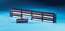 Category 6 48 Port TechChoice Flat Patch Panel, T568A/B, 2 RU Black