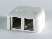 TracJack Plastic Surface Mount Box for Two TracJacks Single Sided, with Cover, Fog White