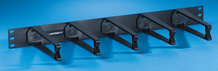 Cable Management Panel - five horizontal polycarbonate plastic distribution rings 1.75 H x 6 in D - 1 rack unit - black