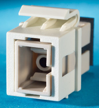 TechChoice SC Simplex Fiber Keystone Module, Beige  Adapter, Fog White Housing
