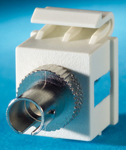 1-ST fiber Keystone module, Wiremold Ivory