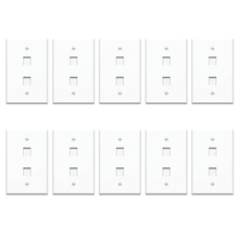 1-Gang, 2-Port Oversized Wall Plate, White, 10-Pack