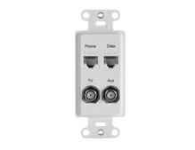 Pre-Configured 4-Port Strap, Phone-Data, TV-Aux, White