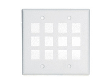 2-Gang, 12-Port Wall Plate, White