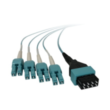 2 Meters (2 m), 4 Duplex LC/PC To acclAIM/PC, 50/125 OM4 Multimode, ONFP Plenum, 8 Fiber, Distribution Harness Cable, Aqua