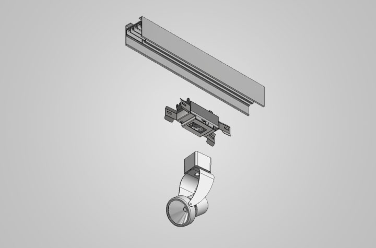 Image showing that the T1 Series Track Busway includes an adapter for track lighting while offering fast installation and plug-and-play functionality