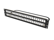 Clarity 48-Port, 2RU Shielded High Density Jack, Unloaded Angled Panel - Black