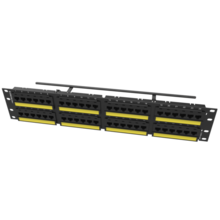 Category 6A TechChoice Flat Patch Panel 48 Port 2RU Black